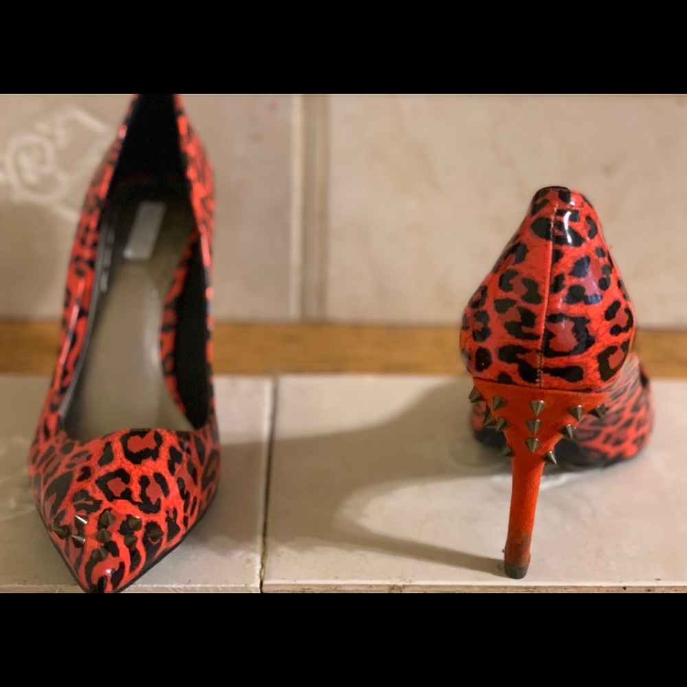 Orange leopard print heels